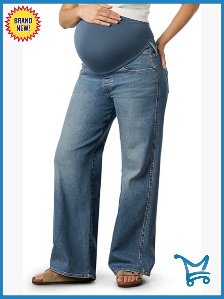 Wide Leg Maternity Jeans With Softstay Belly Band